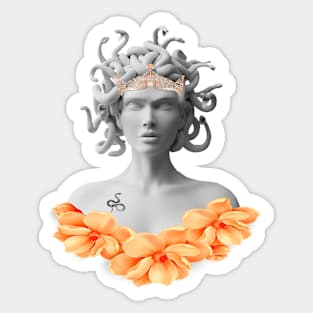 Medusa Gorgon Greek Mythology Orange Floral Sticker